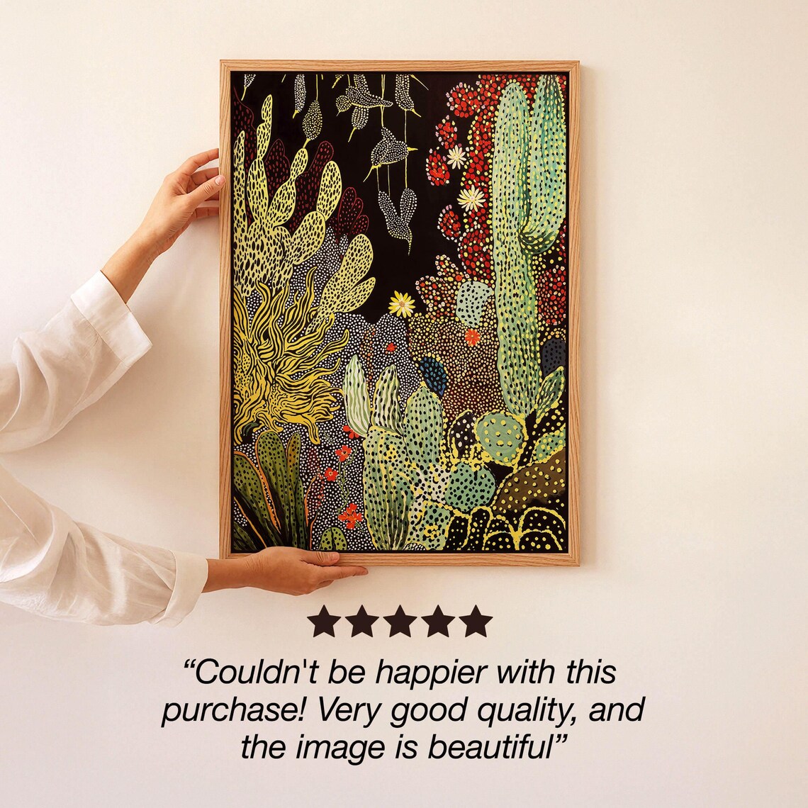 Cactus Botanical Print, Southwest Dotted Pattern - Image 3