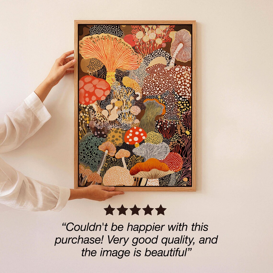Mushroom Botanical Art Print, Modern Earth Tones - Image 3
