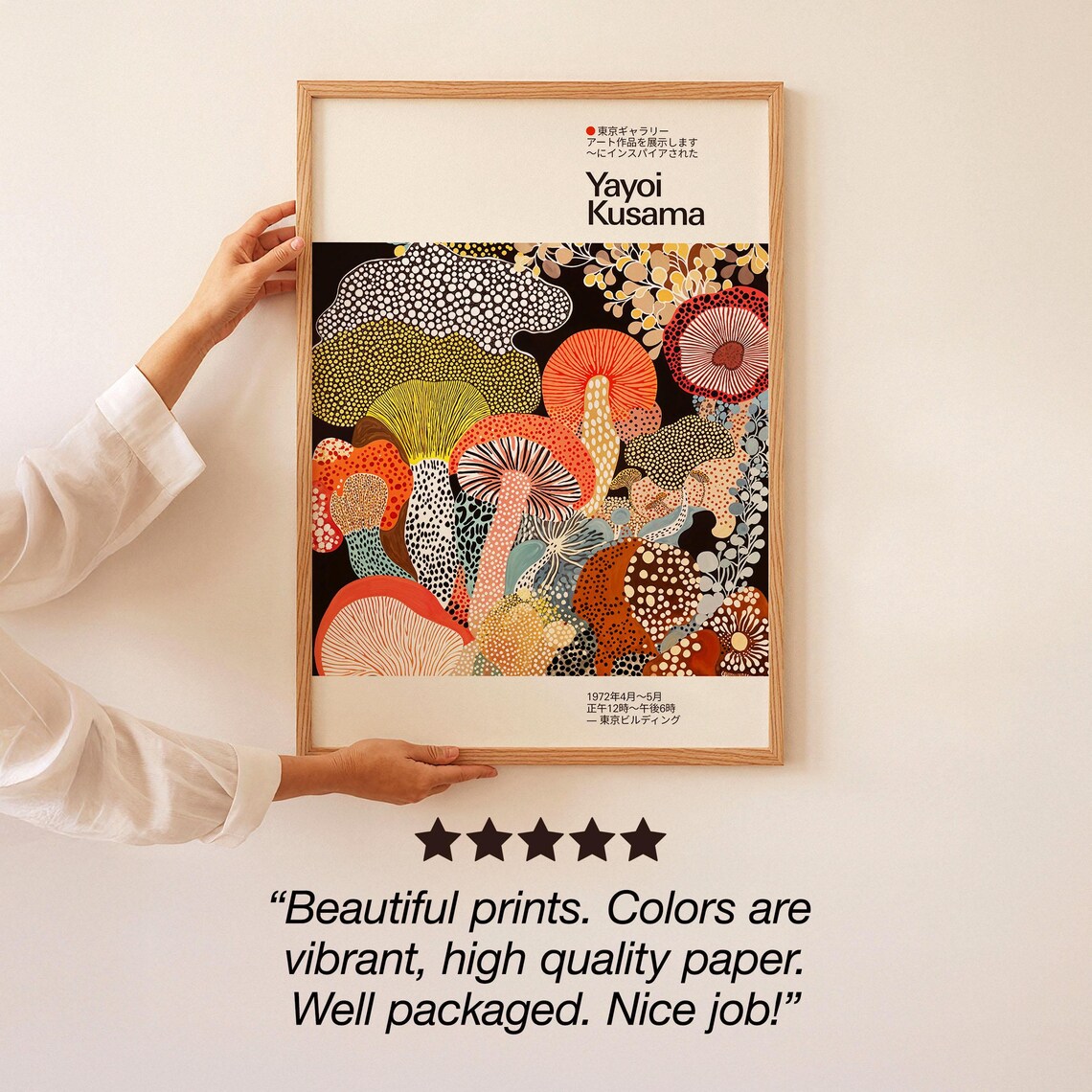 Yayoi Kusama Mushroom Art Dotted Fungi Exhibition Style Poster - Image 3