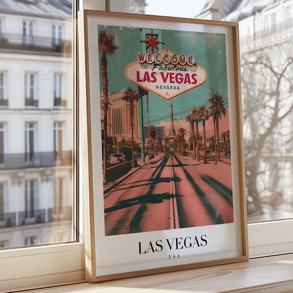 Las Vegas Poster Nevada Cityscape Wall Art Welcome To Fabulous Print Travel Usa Landmarks