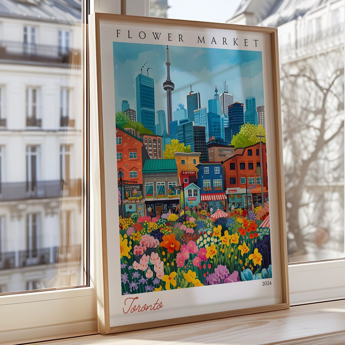 Toronto Flower Market Travel Poster, Urban Canada