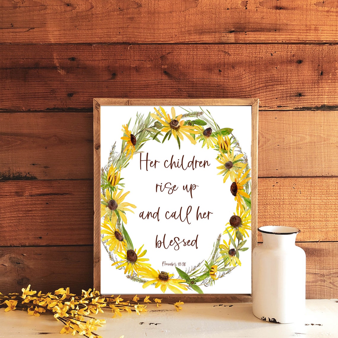 Proverbs 3128 Mothers Day Bible Verse Mothers Day Bible Verse Print Mothers Day Gift 5x7 8x10 11x14 Wildflower Wreath - Image 9