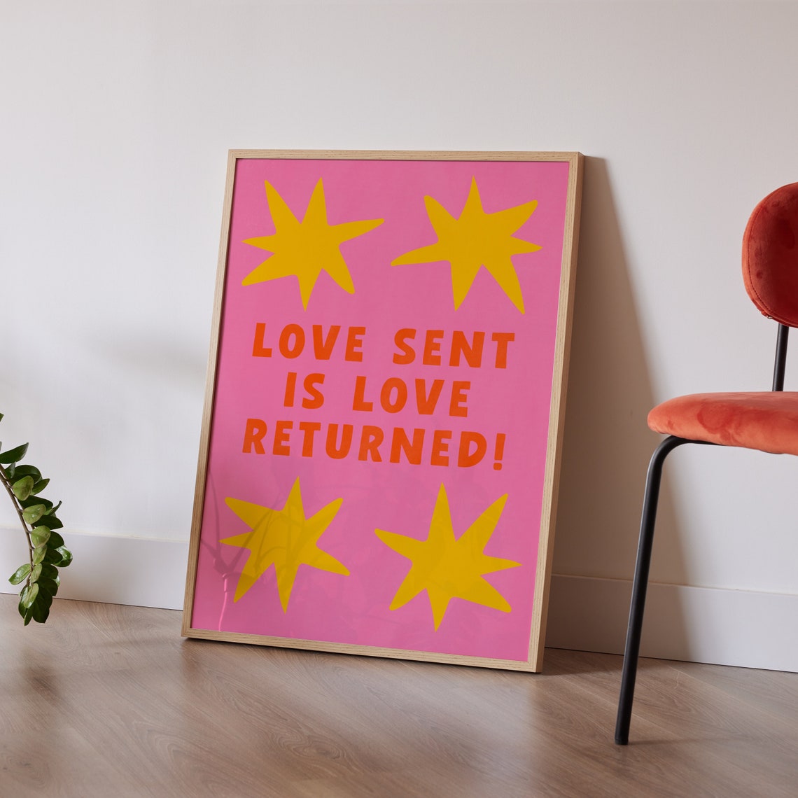 Love Sent Is Love Returned Bold Retro Maximalist Quote Poster - Image 3