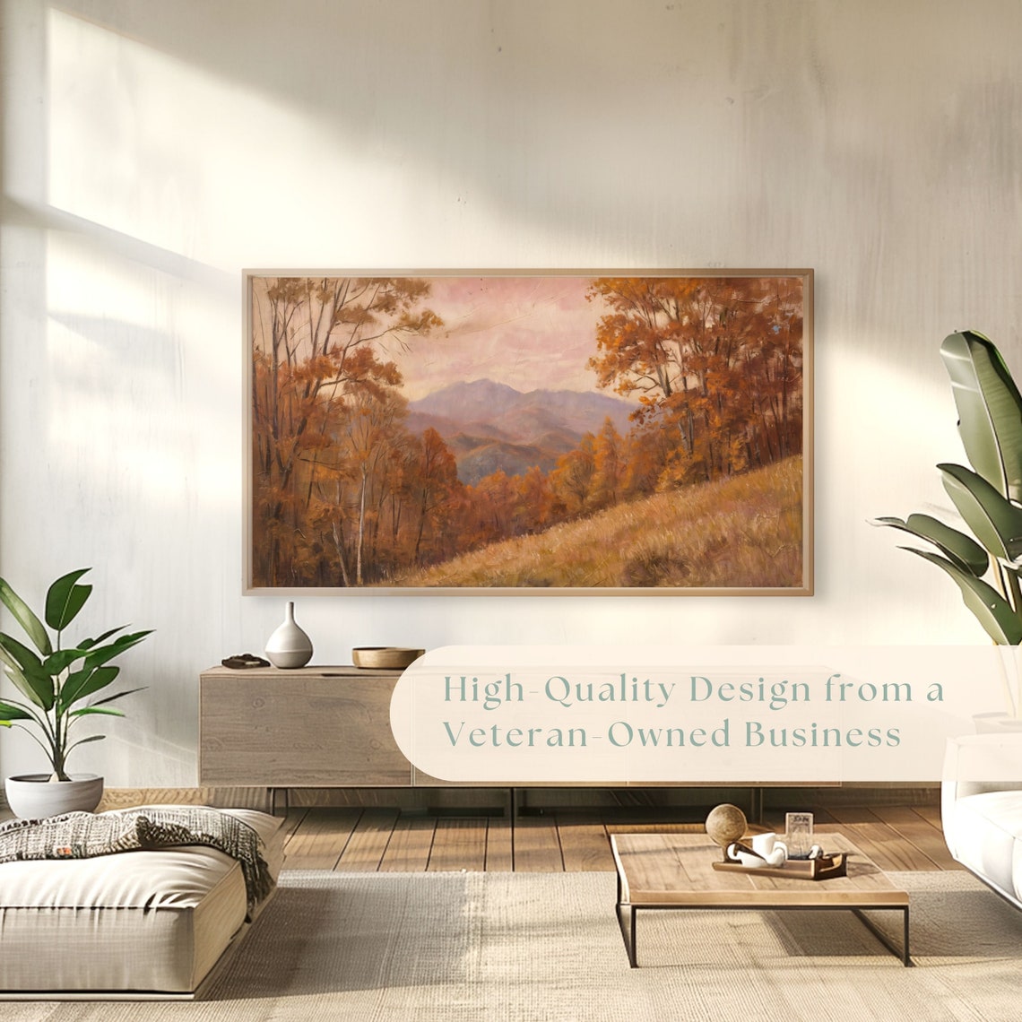Distant Mountain Range Earthy Fall Colors Autumn Hillside Poster - Image 4