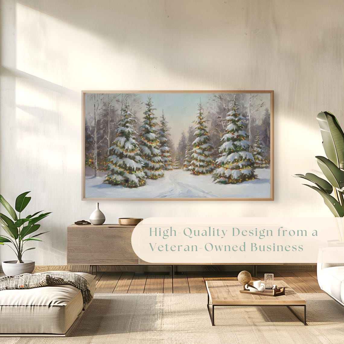 Avenue Of Snow Covered Christmas Trees String Lights Twilight Poster - Image 4