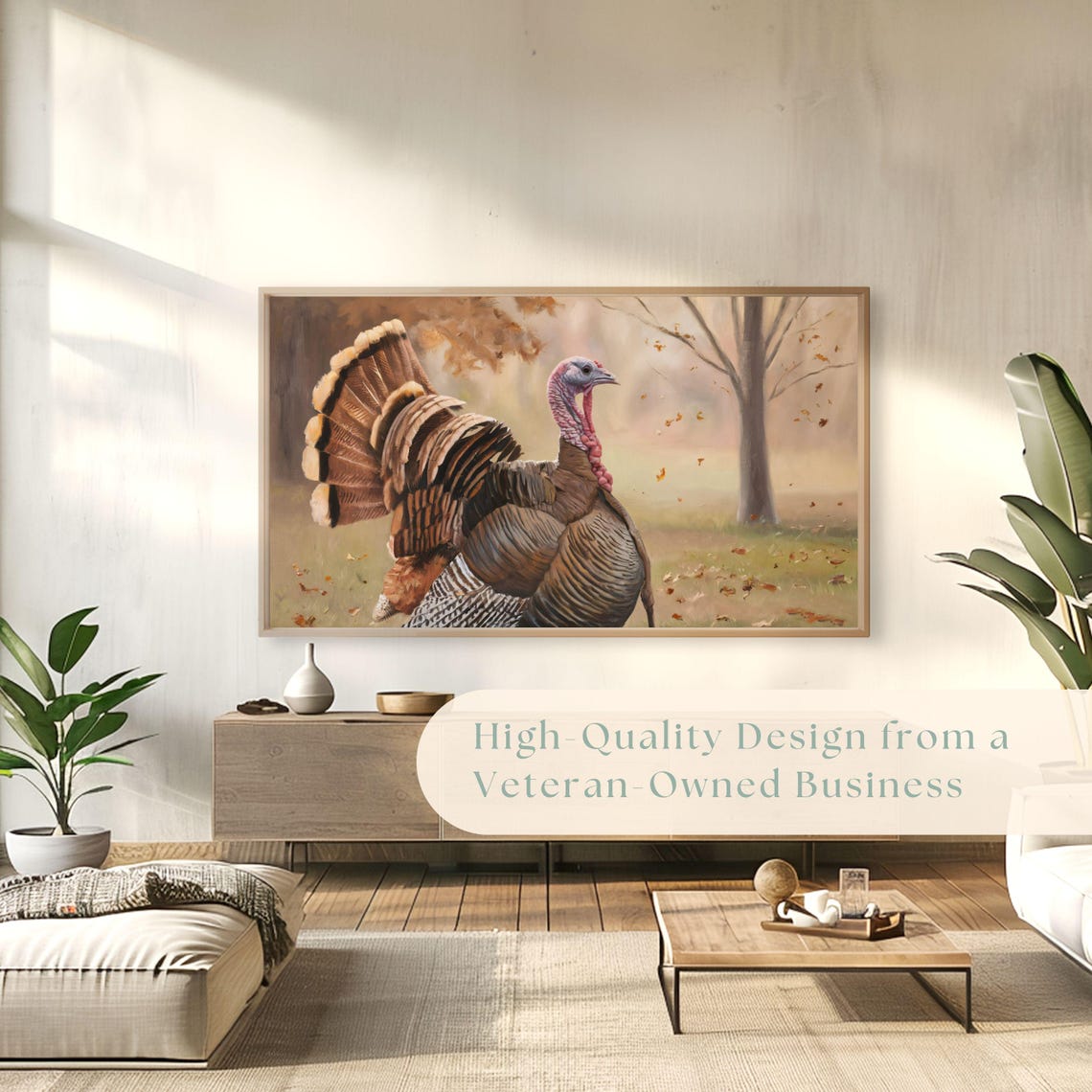Wild Turkey Close Up in Autumn Woods Vintage Thanksgiving Wall Art - Image 4