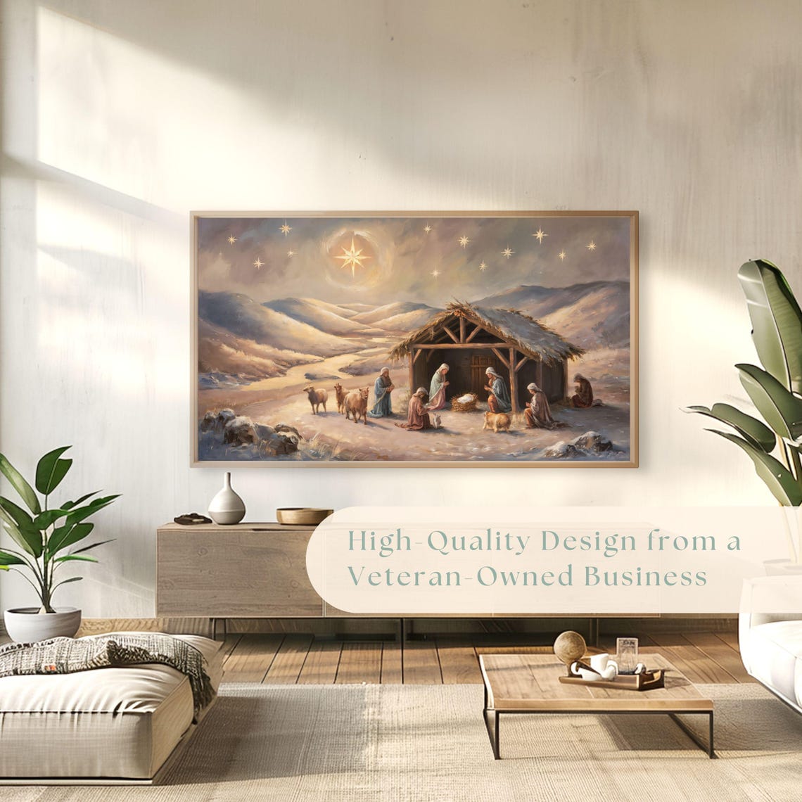 Nativity Manger Bethlehem Star Christmas Night Painting Poster - Image 4