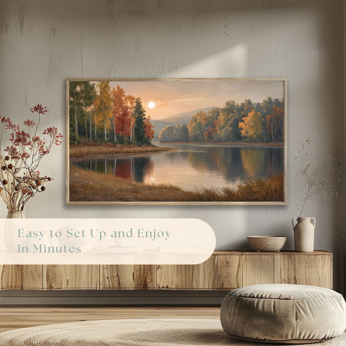 Autumn Lake Sunrise With Fall Foliage Reflected In Calm Water Poster - Image 5