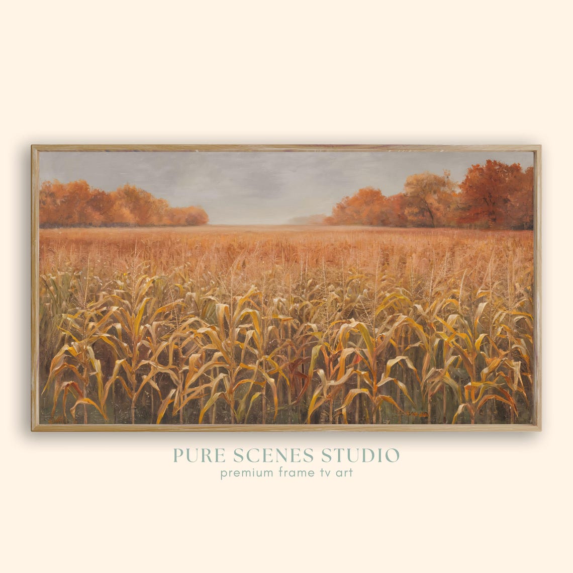 Golden Autumn Cornfield Landscape Endless Fall Stalks Poster