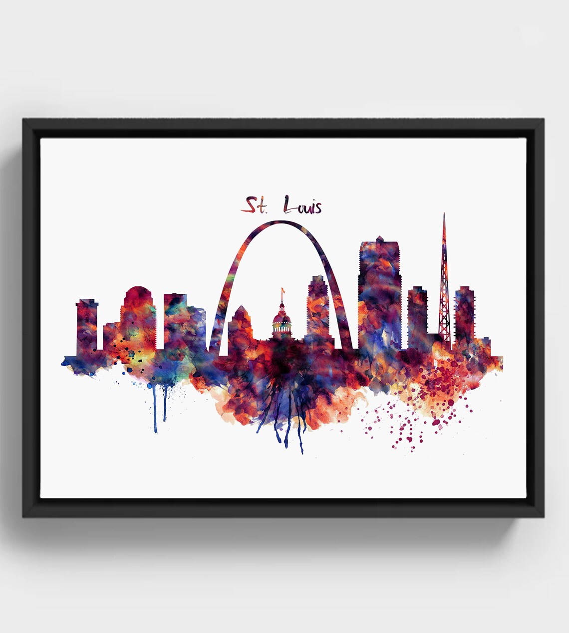 St Louis Skyline Watercolor Gateway Arch City Souvenir Poster