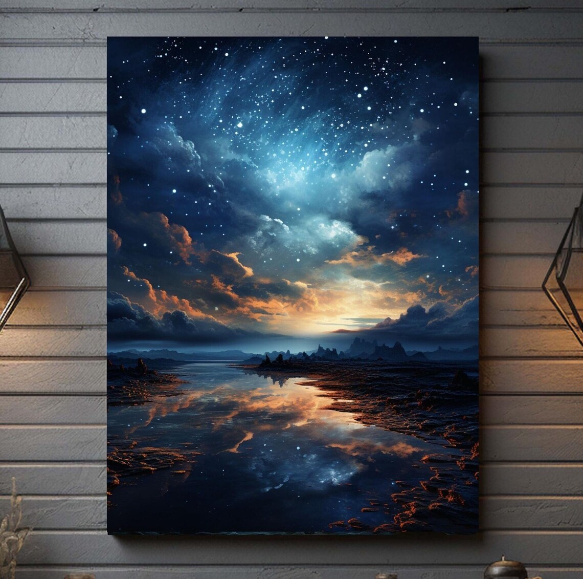 Mystical Night Sky Art Print, Starry Sky Scenery