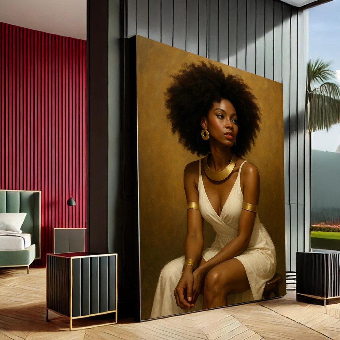 Empowering Woman Portrait with Gold Jewelry Earthy Canvas Print