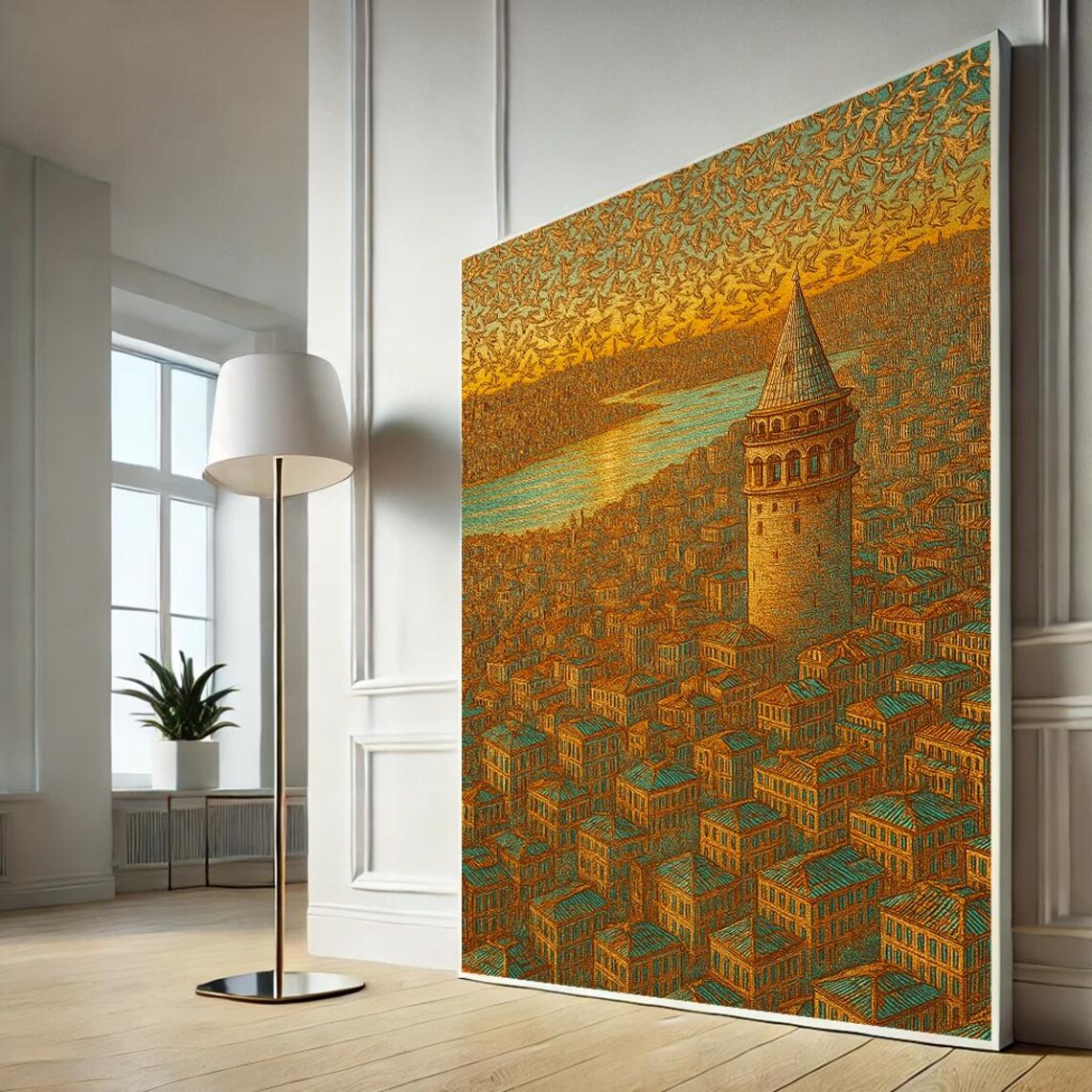 Majestic Galata Tower Istanbul Golden Aerial View Cityscape Poster Art