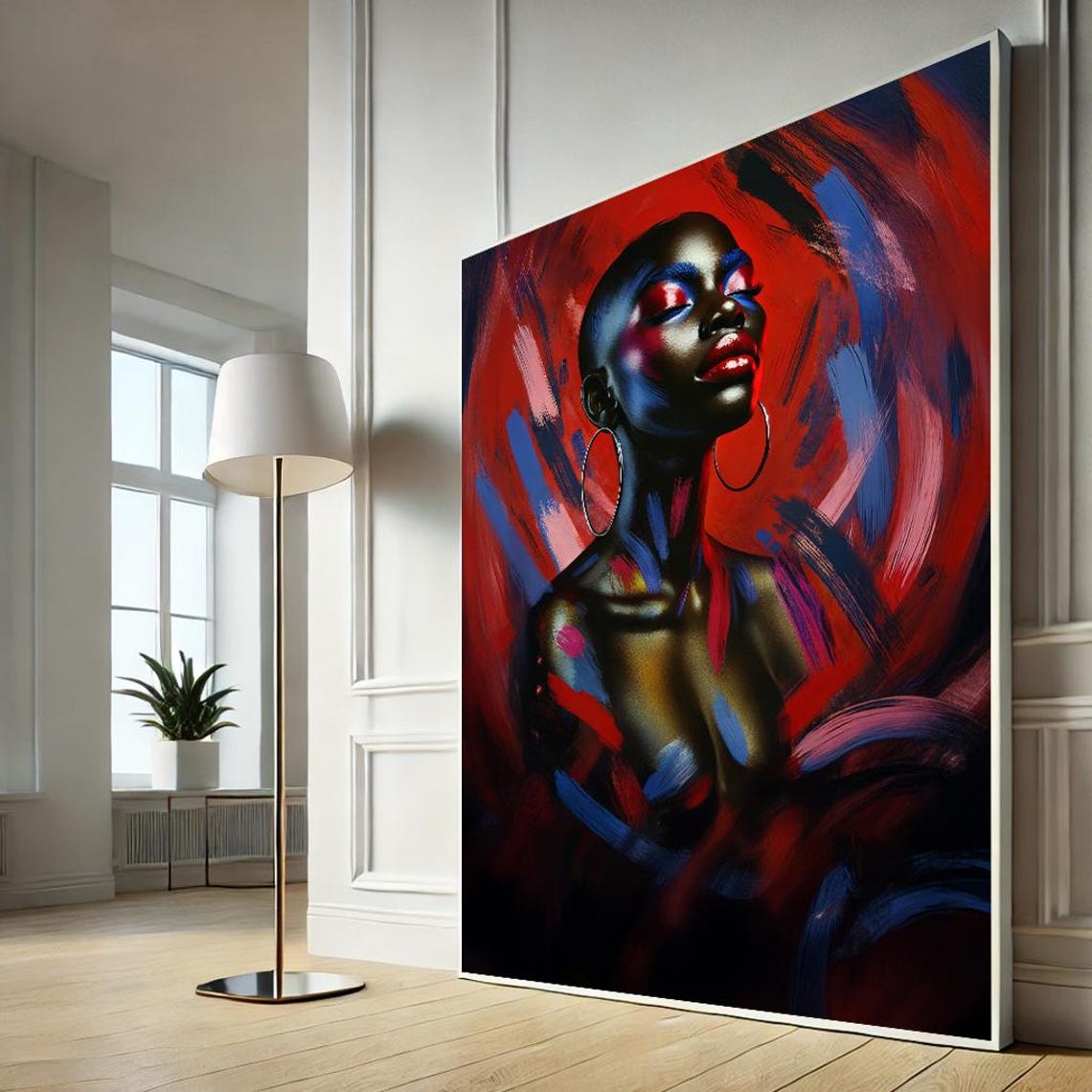 Red Abstract Woman Canvas Wall Art Print Bold Modern Minimalist Decor For Home Living Room Office