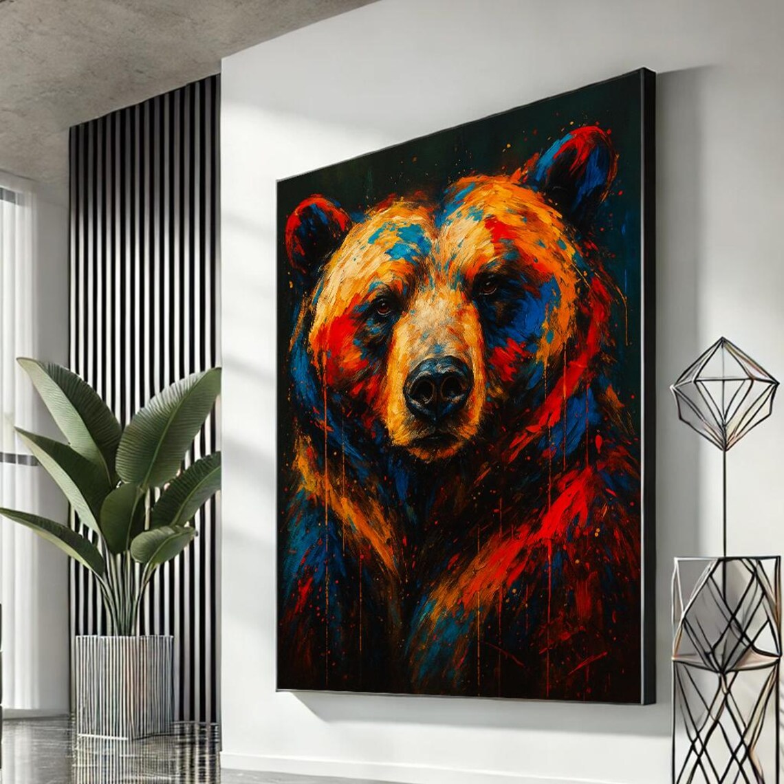 Stunning Colorful Bear Portrait Abstract Wildlife Animal Art Poster