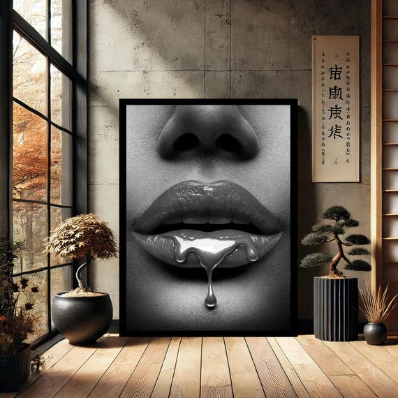 Sexy Woman Lips Canvas Wall Art Modern Print Abstract Decor For Home