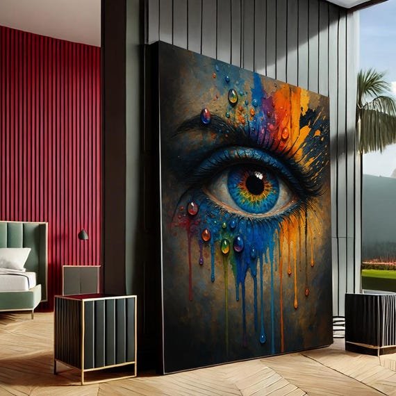 Vibrant Eye Modern Abstract Canvas Wall Art Print Multicolor Living Room Decor Statement Piece