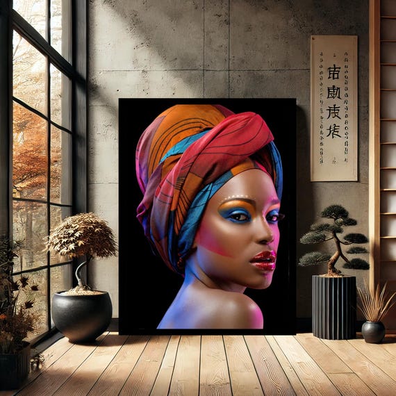 African Woman Portrait Canvas Wall Art Modern Print Painting