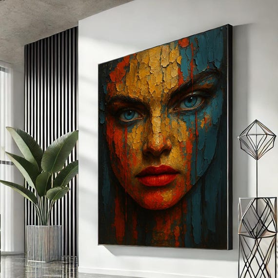 Captivating Abstract Woman Portrait Canvas Wall Art Bold Modern Living Room Decor Ready To Hang Unique Gift