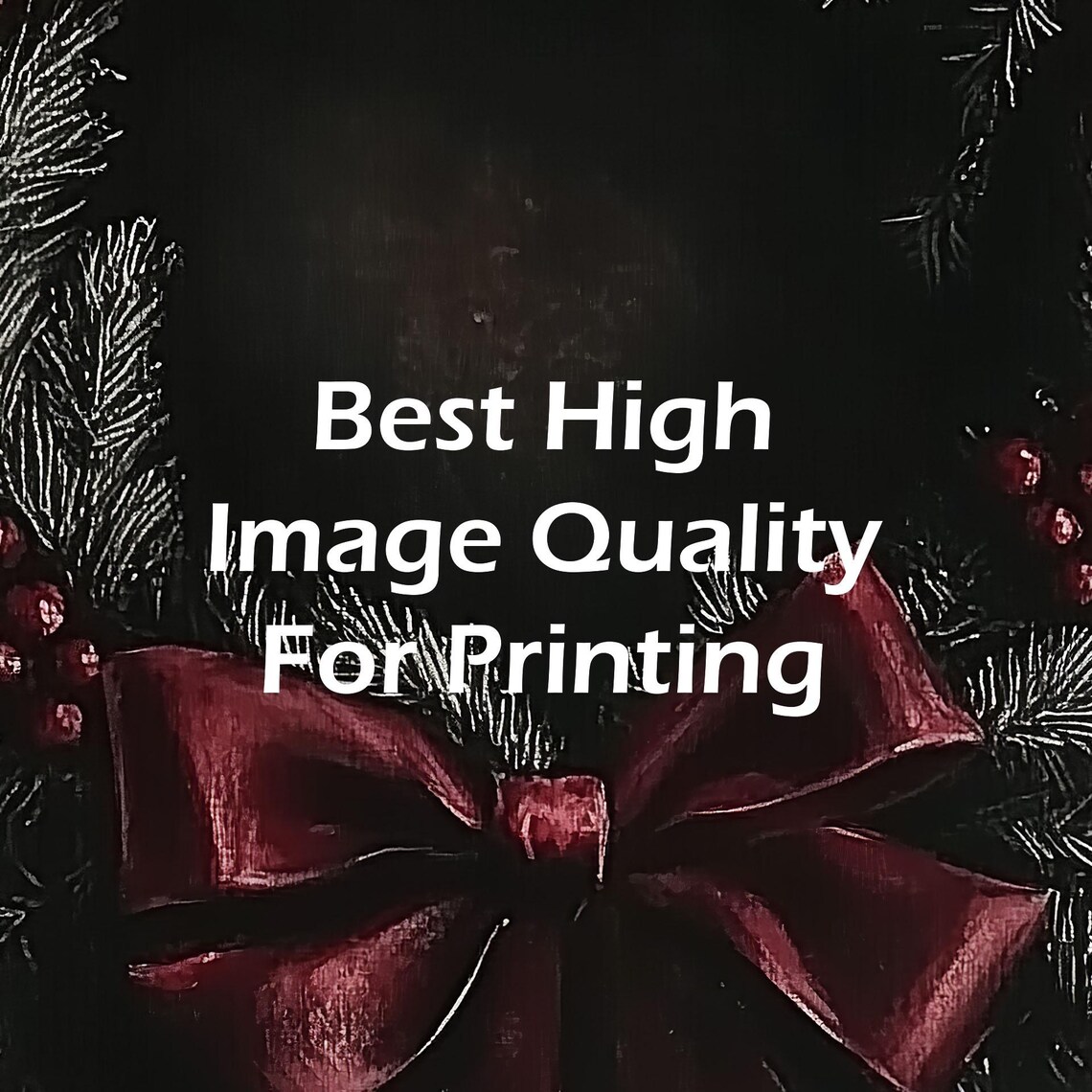Frosted Pine Wreath with Red Berries and Burgundy Bow Christmas Poster - Image 5