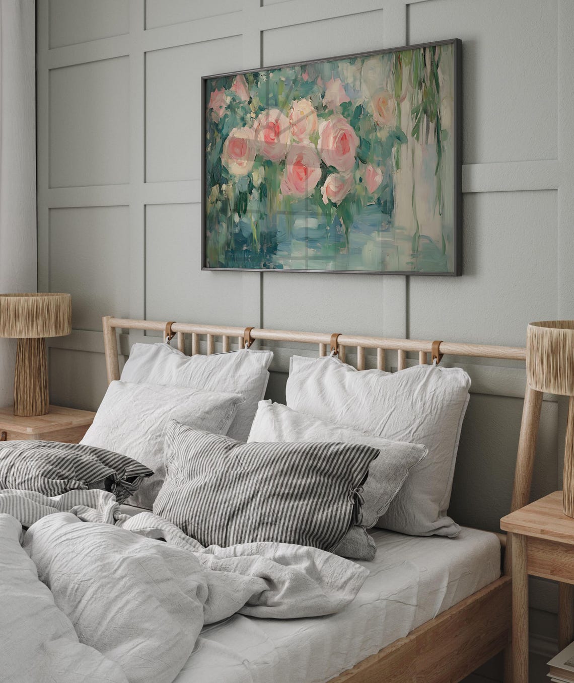 Pink Roses Bouquet Soft Impressionist Floral Oil Painting Poster - Image 6