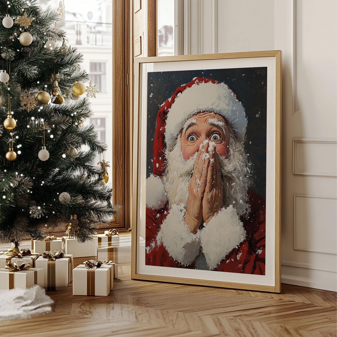 Santa Claus Funny Portrait, Christmas Wall Art - Image 2