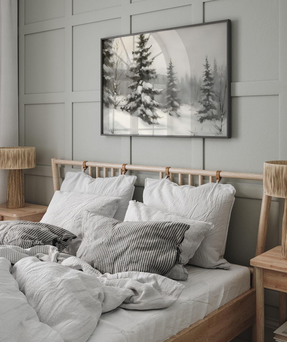 Misty Snow Covered Pine Forest Winter Landscape Oil Painting Poster - Image 5