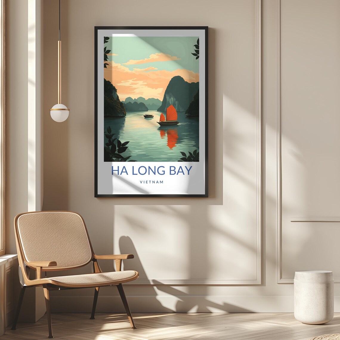 Ha Long Bay Vietnam Limestone Karsts Red Sail Junk Boat Travel Poster - Image 2