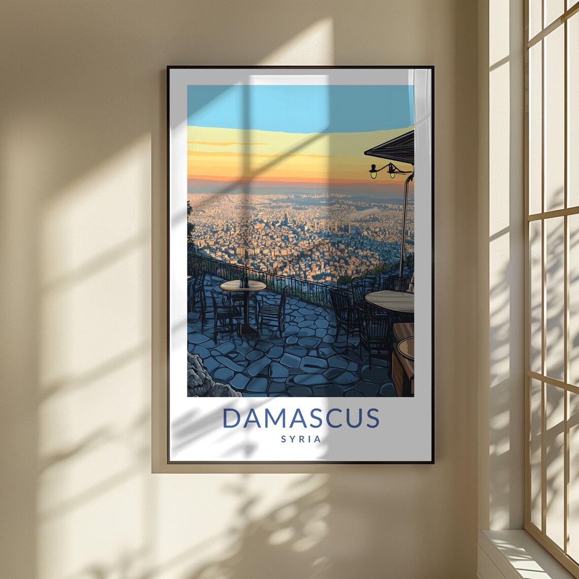 Damascus Syria Mount Qasioun Sunset City Overlook Travel Poster - Image 3