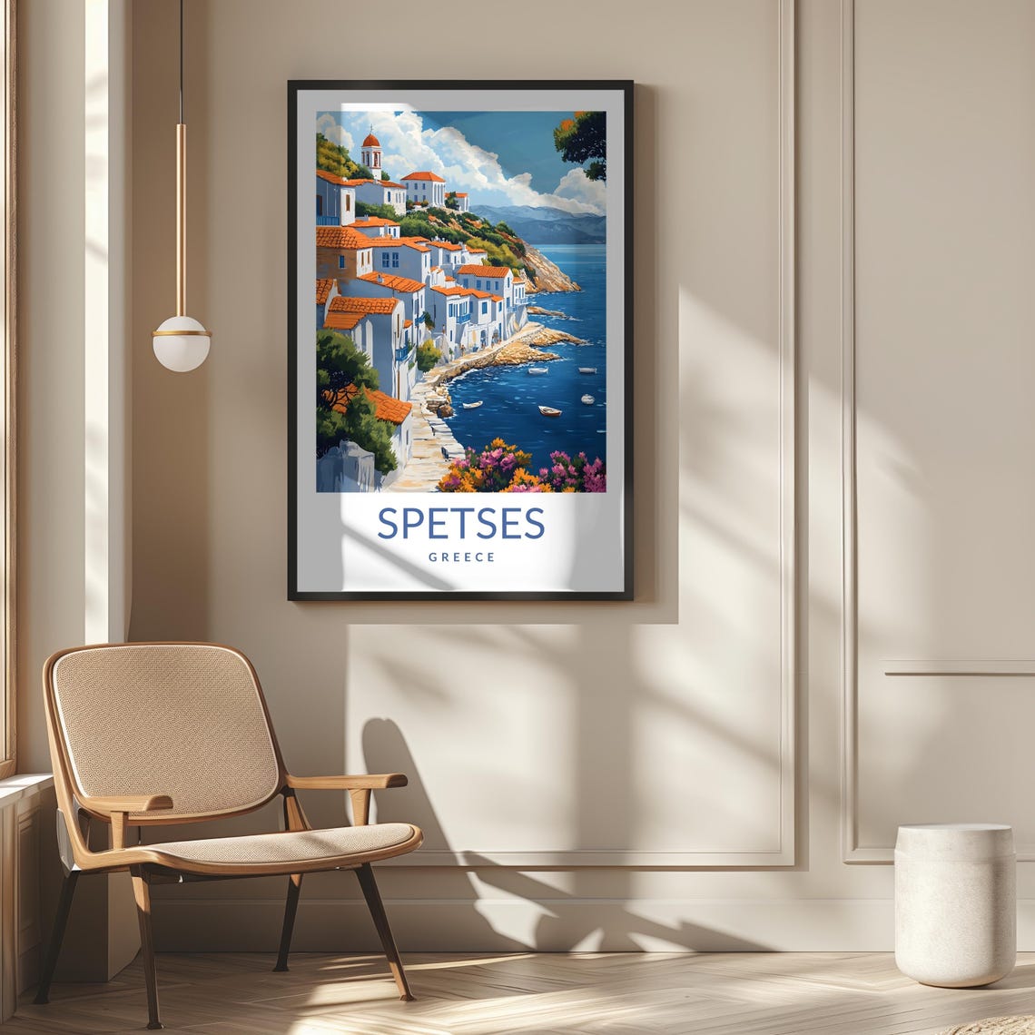 Spetses Greece Island Seaside Village Terracotta Travel Poster - Image 2