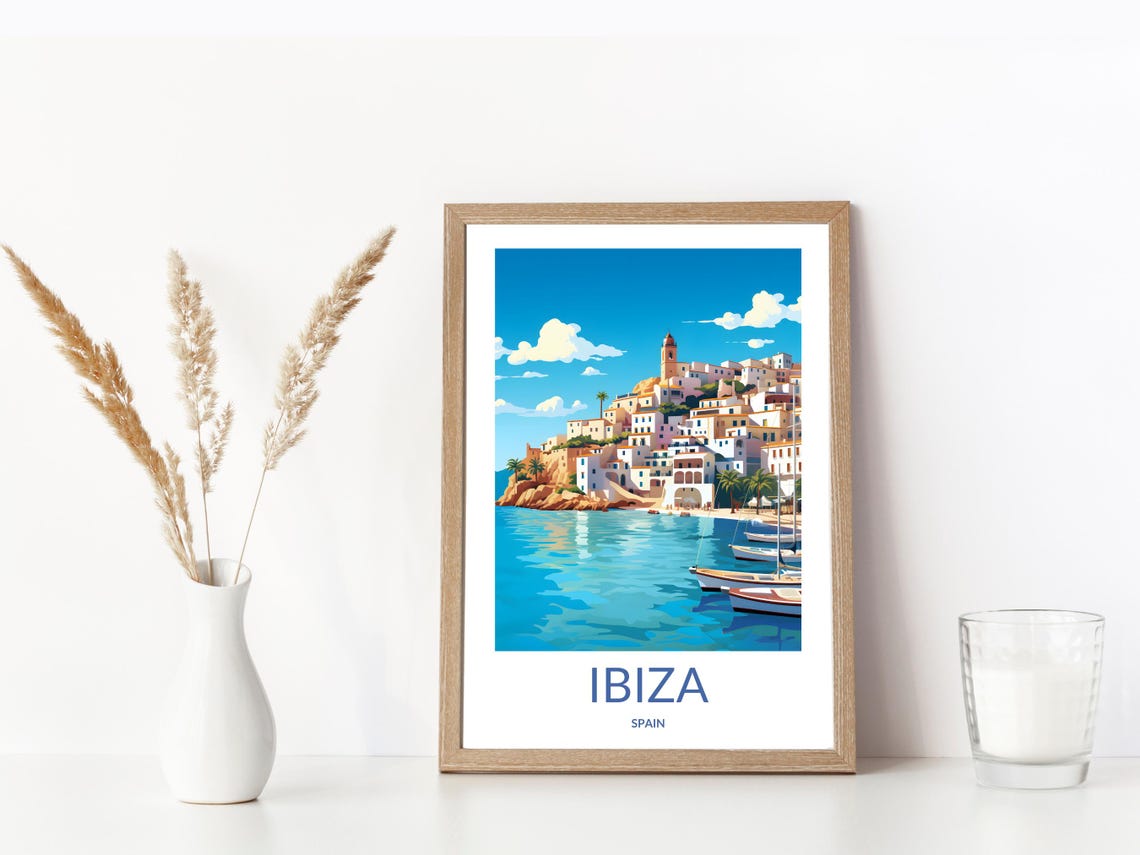 Ibiza Spain Old Town Harbor Whitewashed Village Beach Poster - Image 3