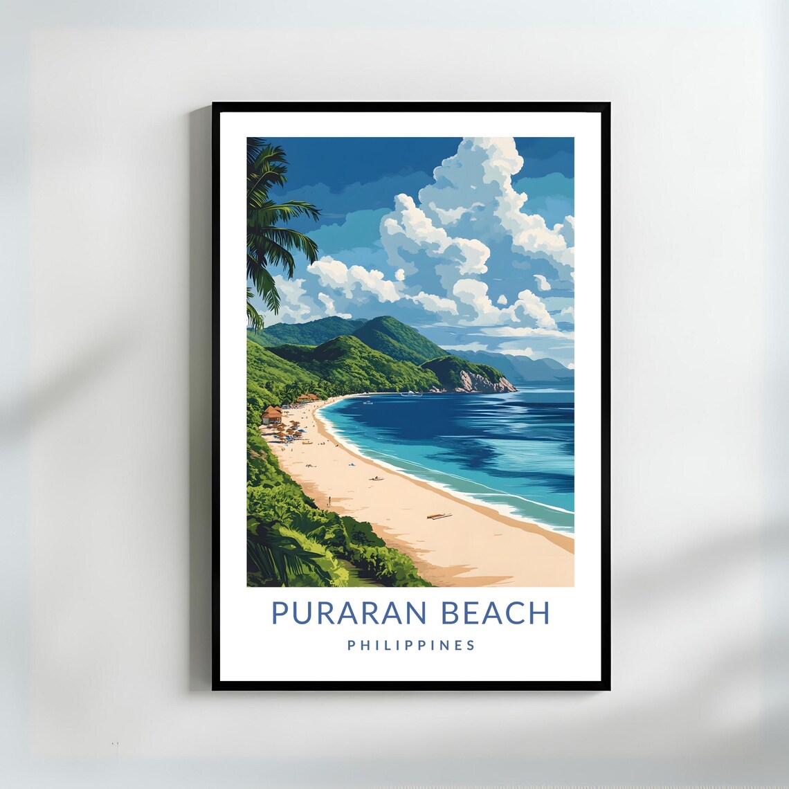 Puraran Beach Philippines Green Hills Crescent Bay Travel Poster