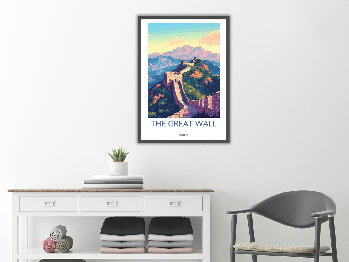 The Great Wall China Mountain Scenic Sunset Vintage Travel Poster - Image 2