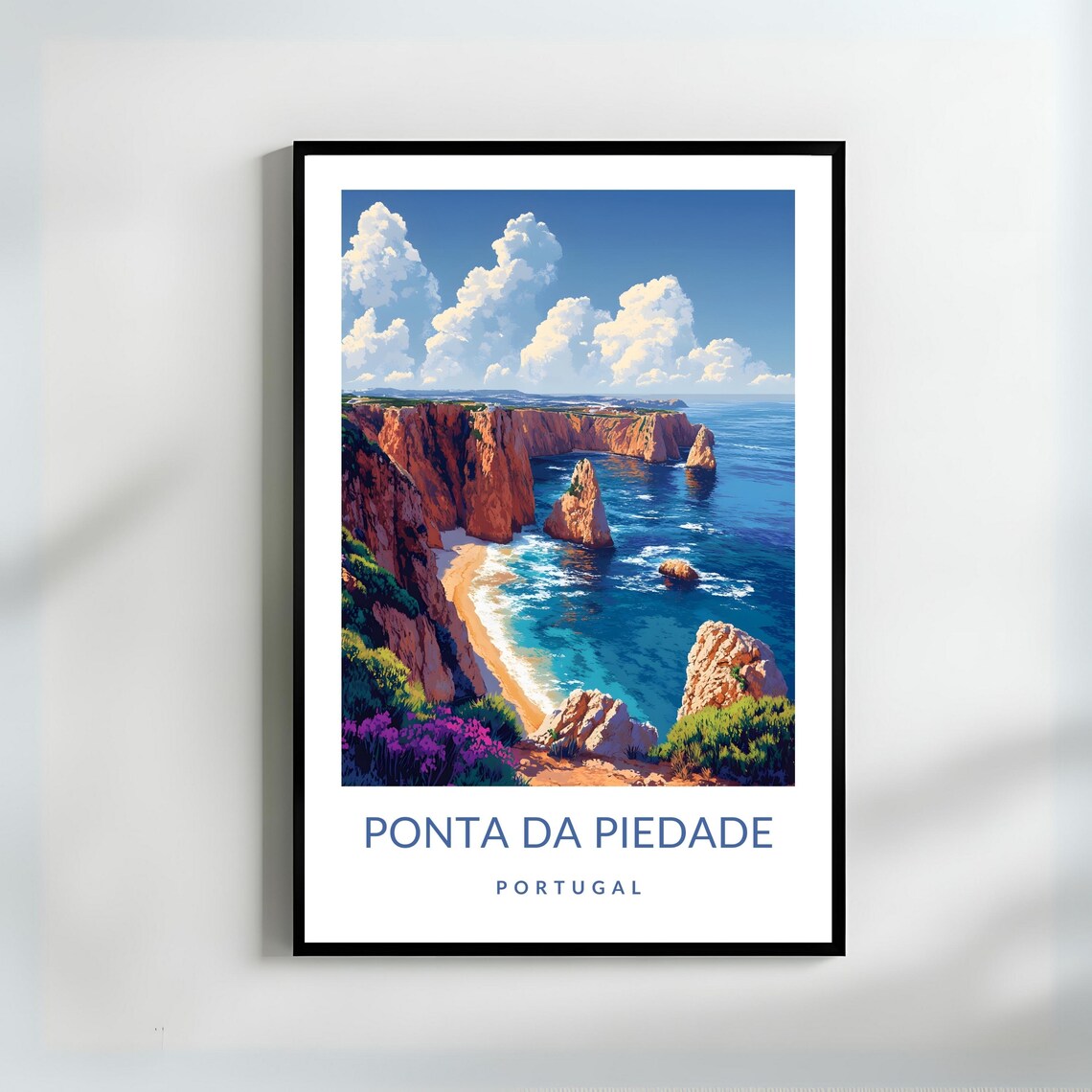 Ponta da Piedade Portugal Red Cliffs Algarve Coast Travel Poster