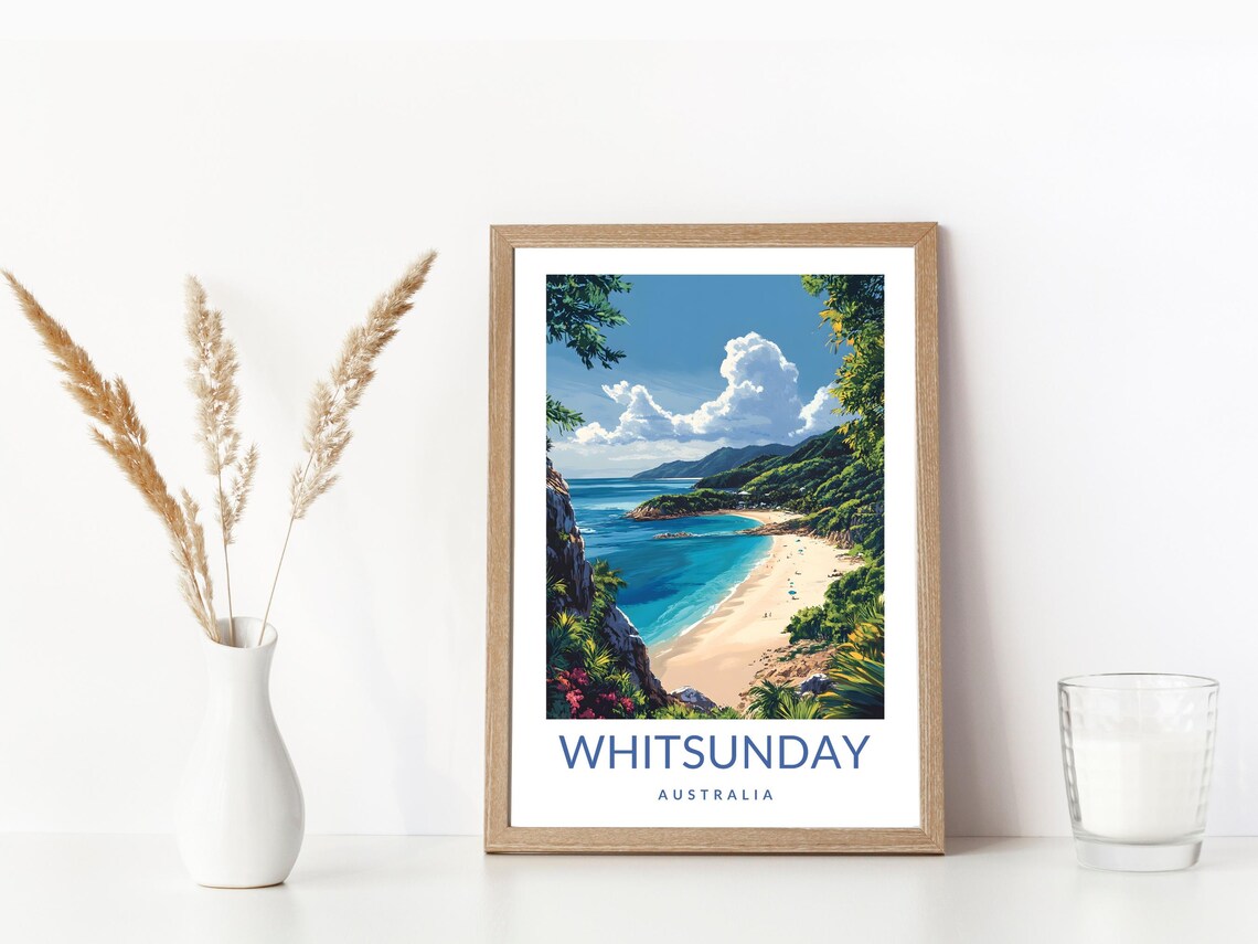 Whitsunday Australia Tropical Beach Cove Vintage Travel Poster Art - Image 3