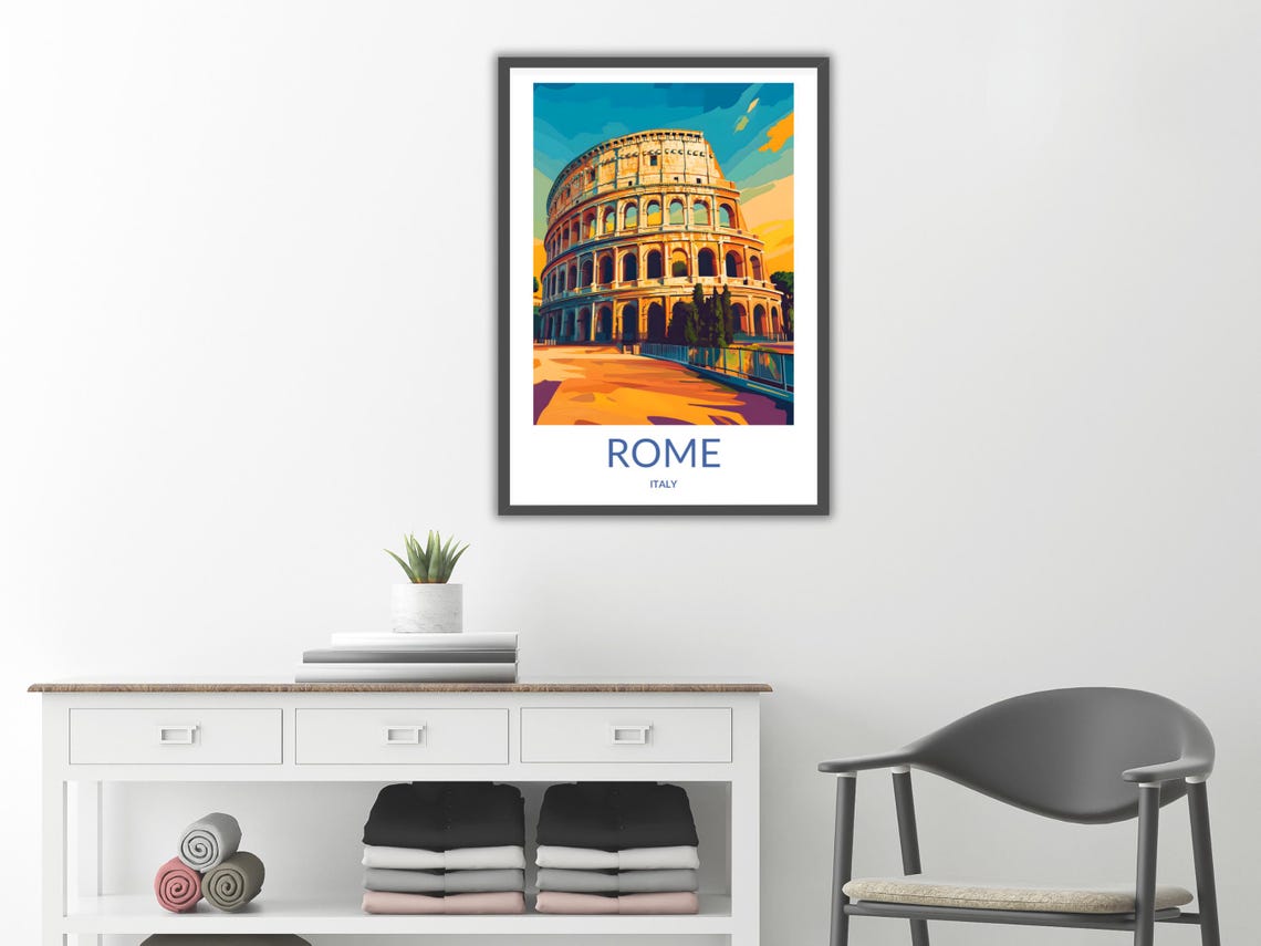 Rome Italy Colosseum Ancient Ruins Daytime Vintage Travel Poster - Image 2