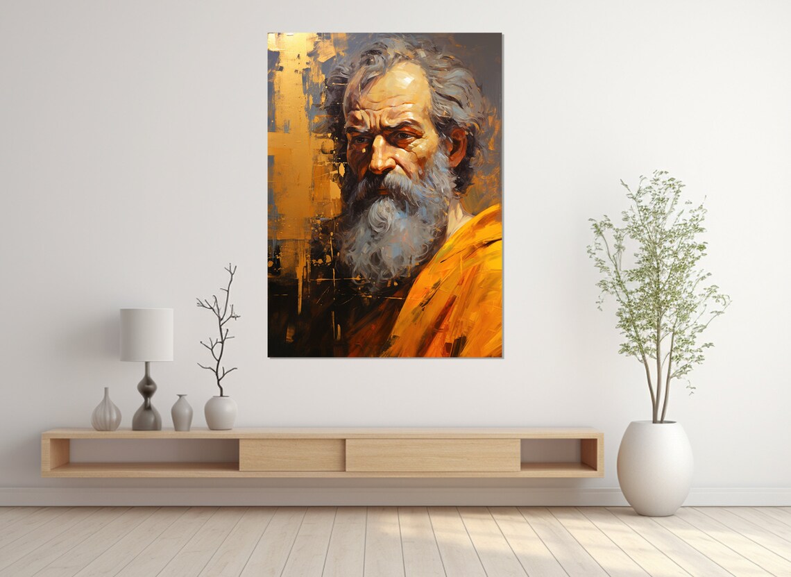 Apostle Paul Golden Portrait Religious Oil Painting Biblical Art Poster - Image 3