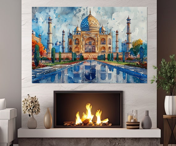 Taj Mahal Print Abstract Taj Mahal Painting Ancient India Large Art Indian Wall Art Framed And Ready To Hang