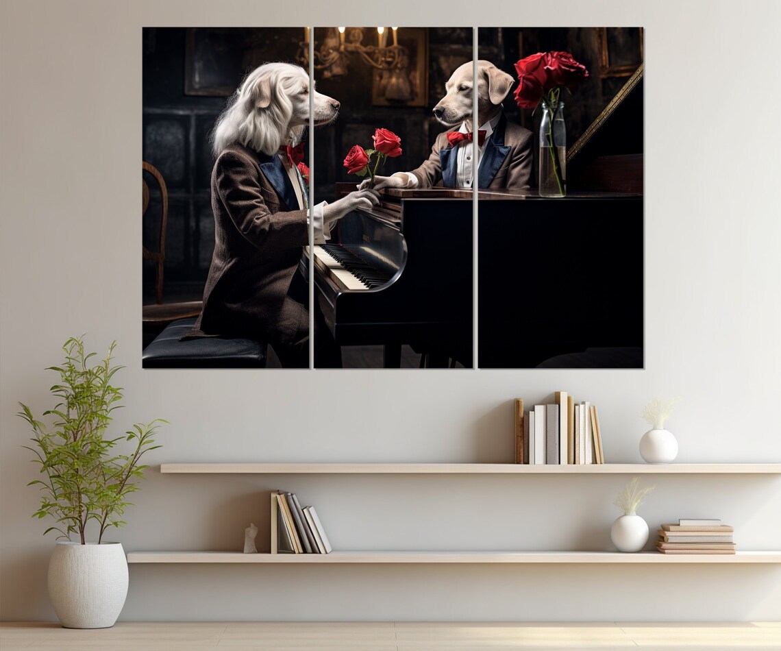 Two Dogs In Tuxedos Playing Grand Piano Roses Vintage Jazz Club Poster - Image 4
