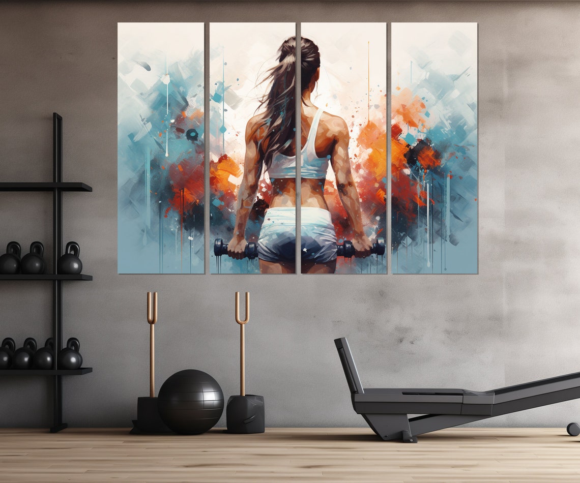 Women Workout Motivation Print Fitness Inspiration Wall Art Gym Wall Decor Fitness Painting Framed And Ready To Hang - Image 2