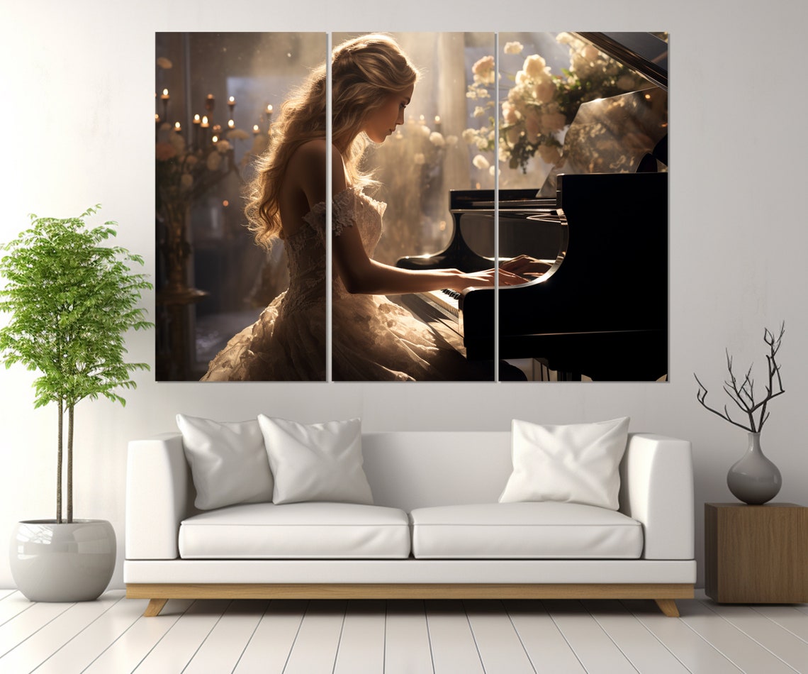 Elegant Pianist Grand Piano Candlelight Romantic Music Wall Art Poster - Image 3