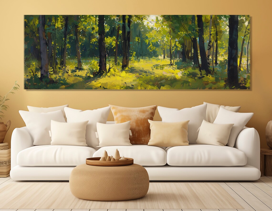 Large Abstract Forest Painting Print Nature Wall Decor Impressionist Wall Art Impressionist Forest Print Framed And Ready To Hang