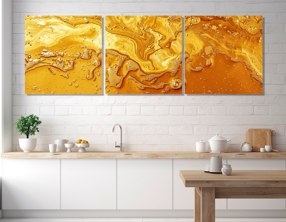 Golden Beer Foam Macro Abstract Swirls Kitchen Bar Decor Art Poster - Image 2