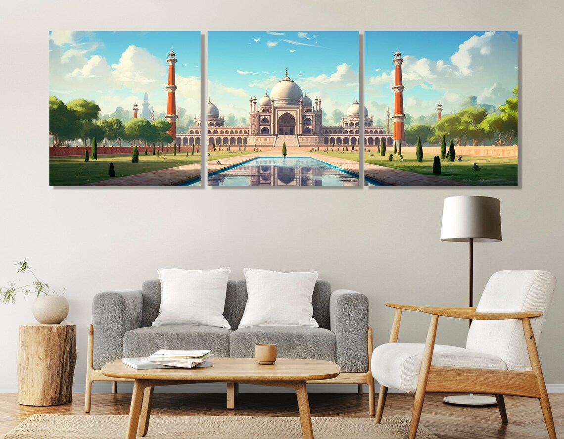 Jama Masjid Delhi India Mosque Red Minarets Illustration Travel Poster - Image 4