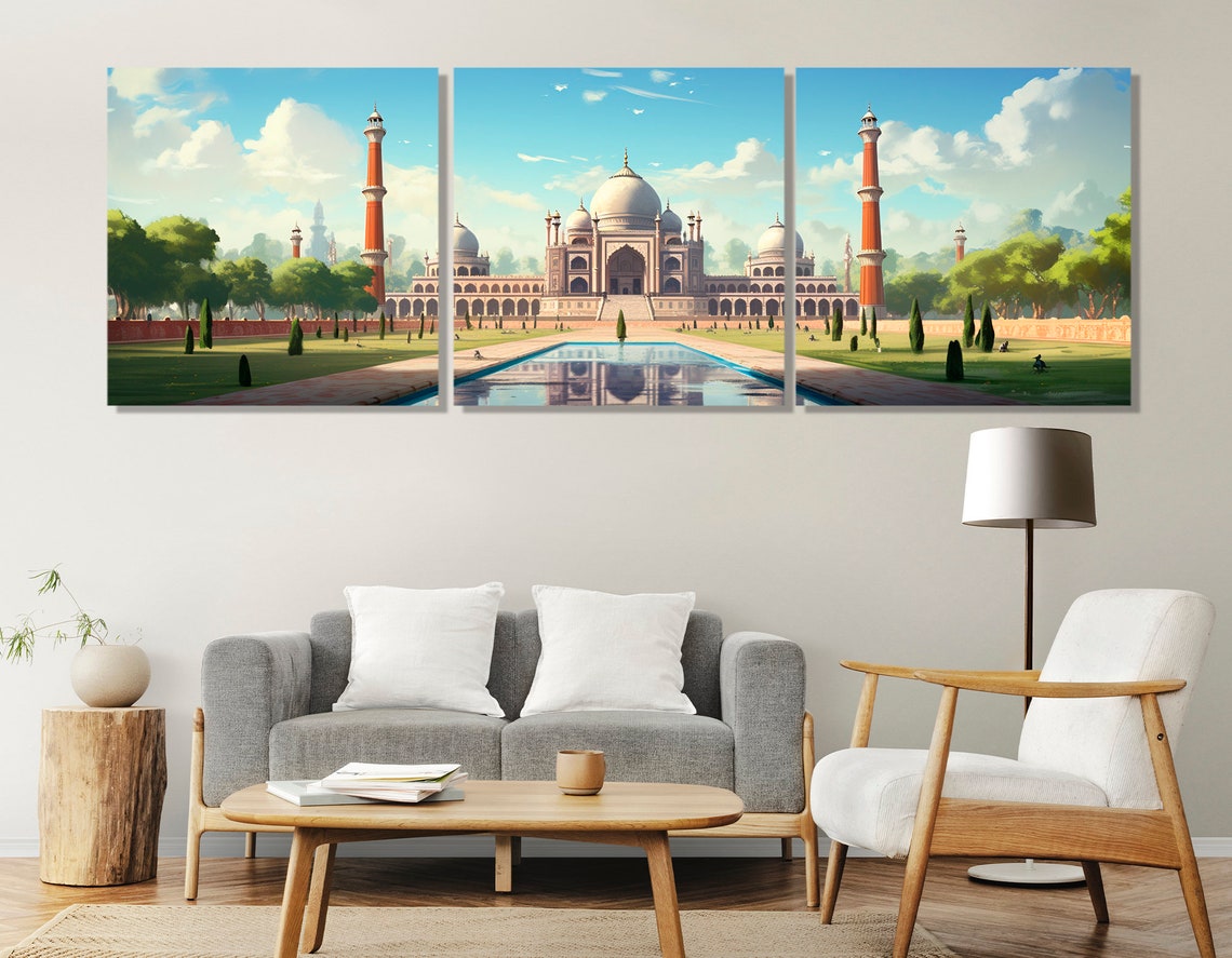 Masjid I Jehan Numa New Delhi Mosque Print Jama Masjid Of Delhi Painting Large India Art Framed And Ready To Hang - Image 4