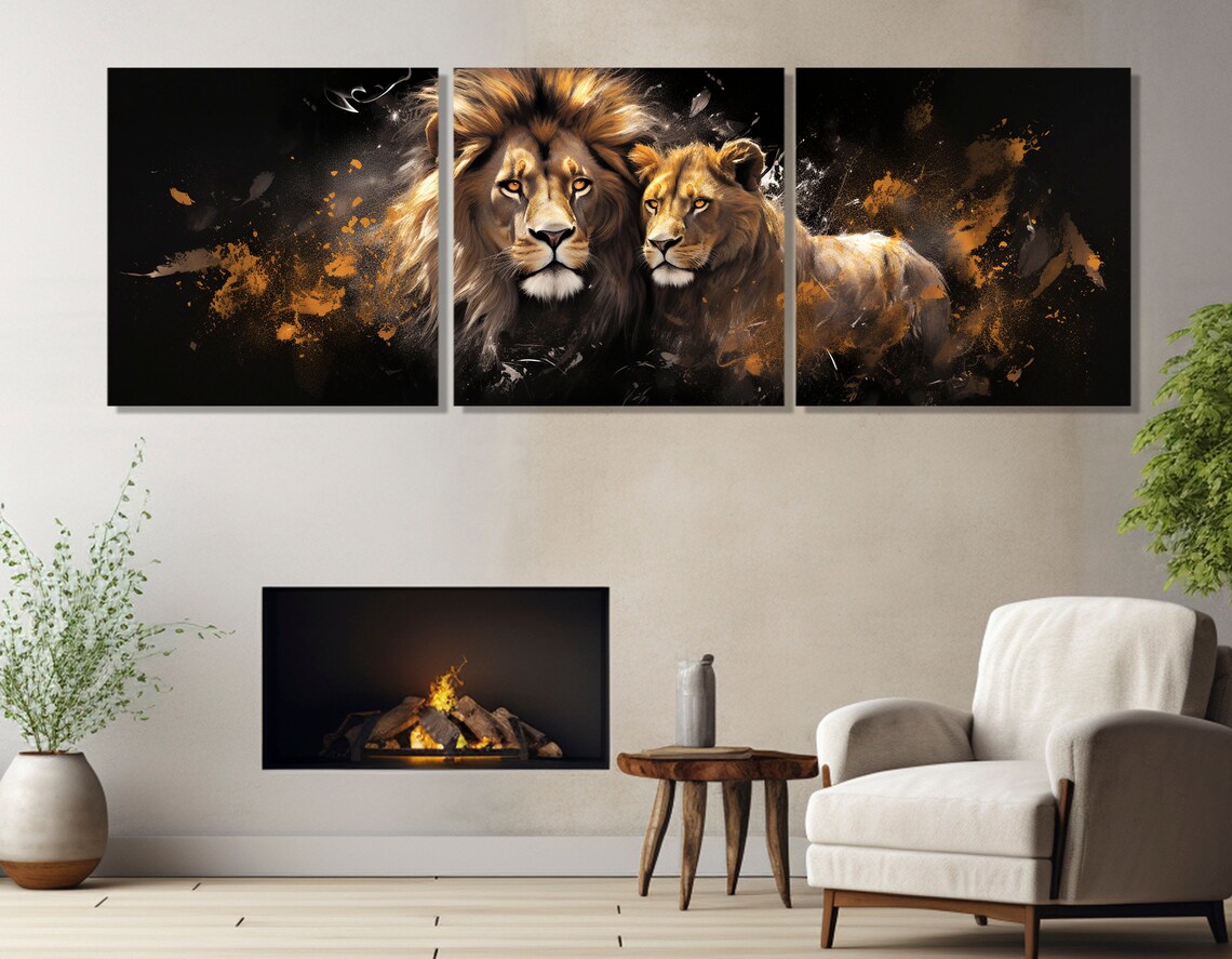 Lions In Love Art Print, Romantic Bedroom Decor - Image 2