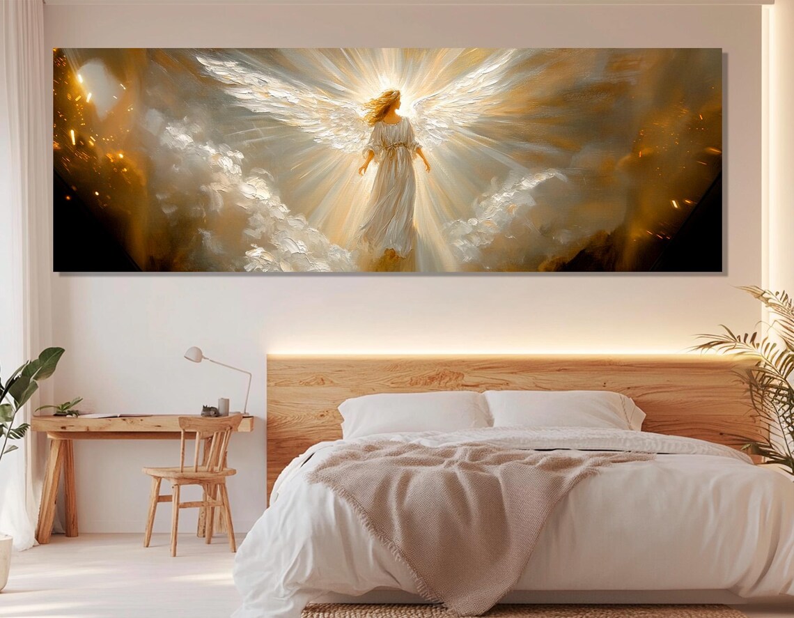 Abstract Angel Painting, Religious Bedroom Art Print