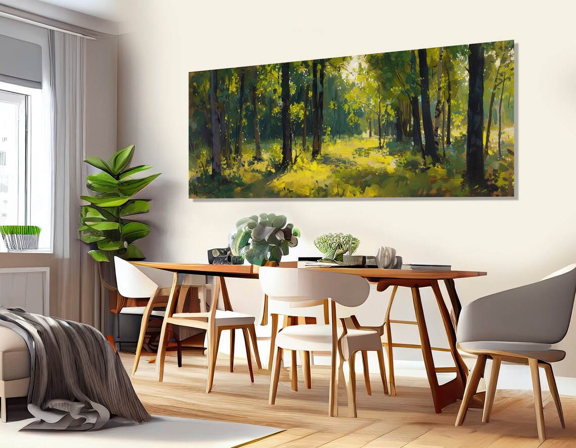 Large Abstract Forest Painting Print Nature Wall Decor Impressionist Wall Art Impressionist Forest Print Framed And Ready To Hang - Image 2