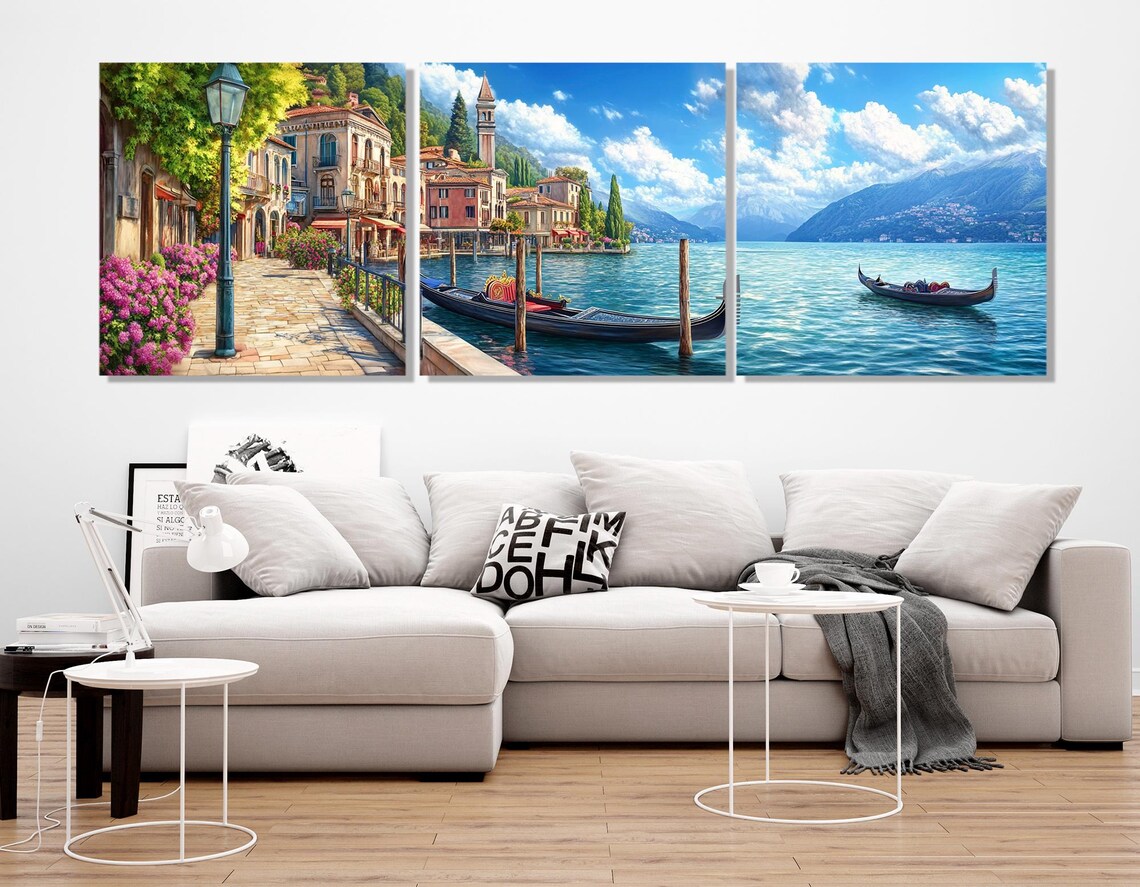 Lake Garda Coast Abstract Oil Painting Art Print - Image 4