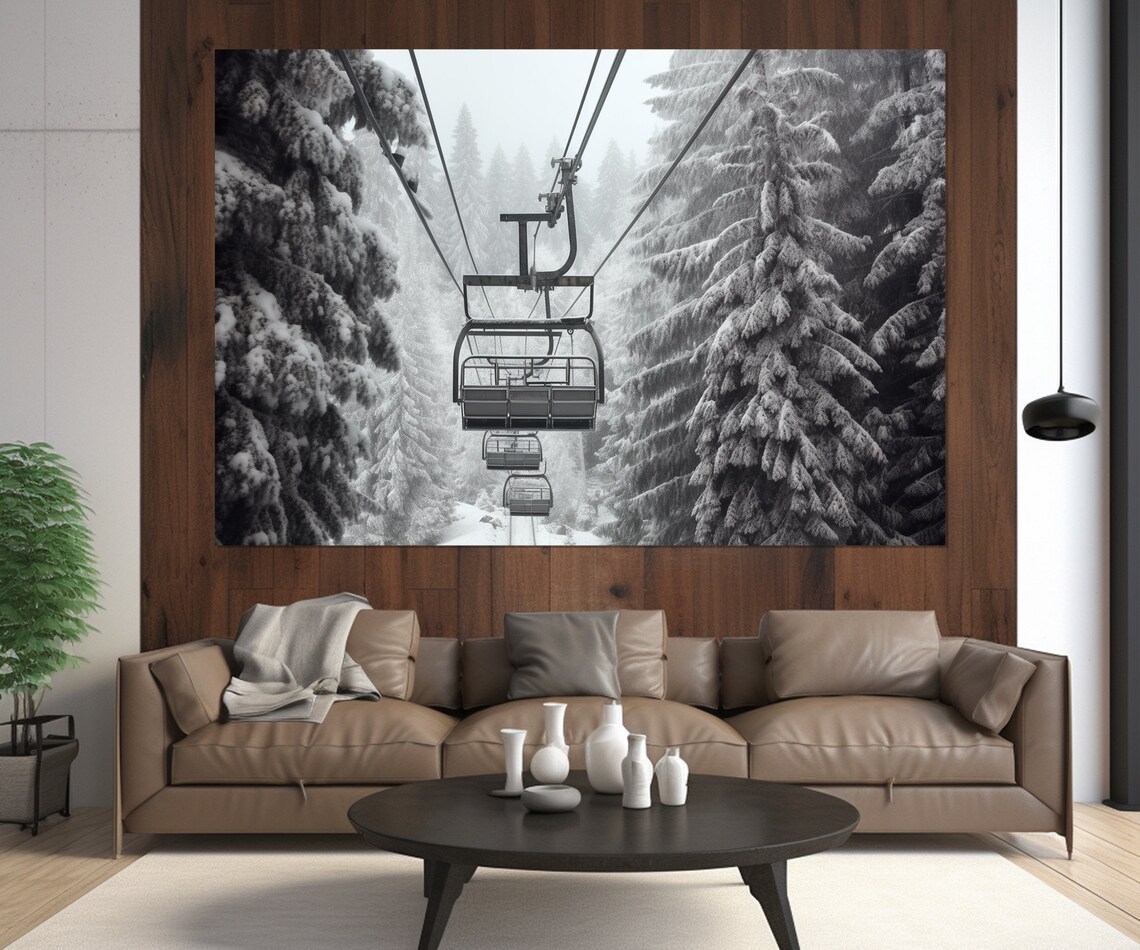 Scenic Ski Lift Winter Cable Car Travel Poster - Image 3
